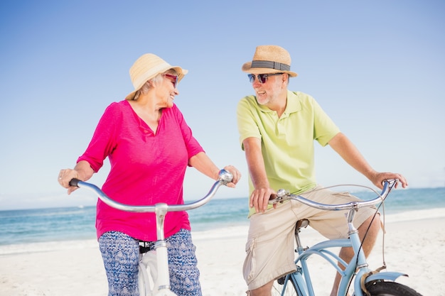 Senior couple going for a bike ride