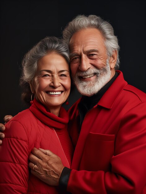 Senior couple grinning and posing Generative Ai