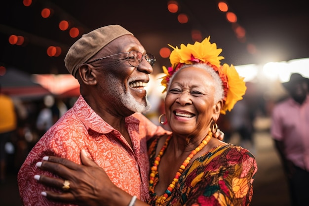 senior couple happy expression in a party enjoying ai generated