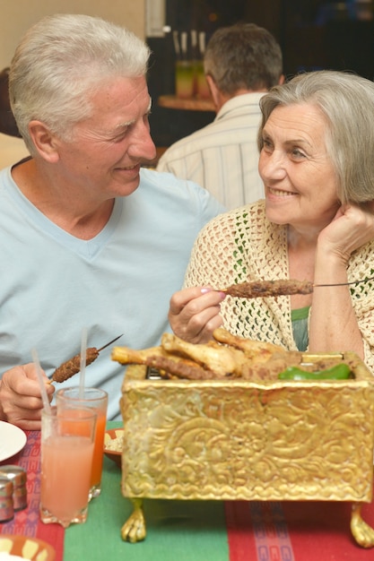 Senior couple having a dinner at restaurant