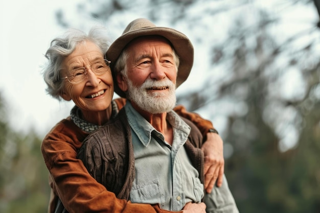 Photo senior couple having fun together in nature elderly couple in parkx9