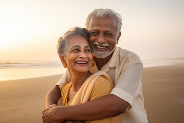 Senior couple hold together and enjoy their holiday