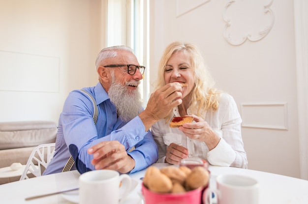 Senior couple at home