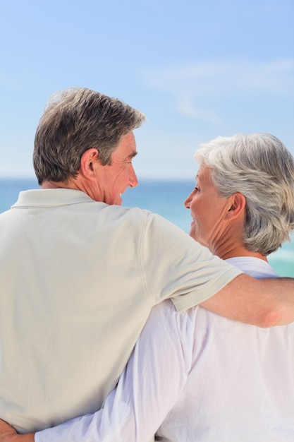 Senior couple looking at the sea