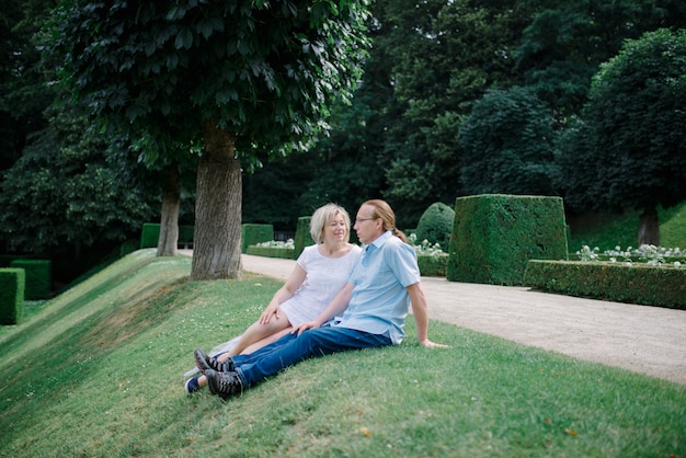 Senior couple in park