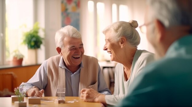 Photo senior couple playing cards