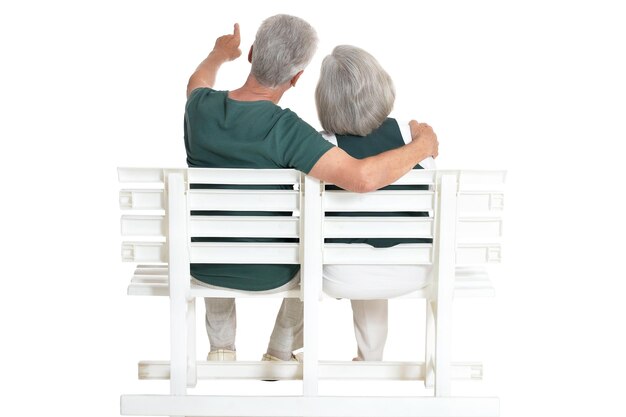 Senior couple posing isolated