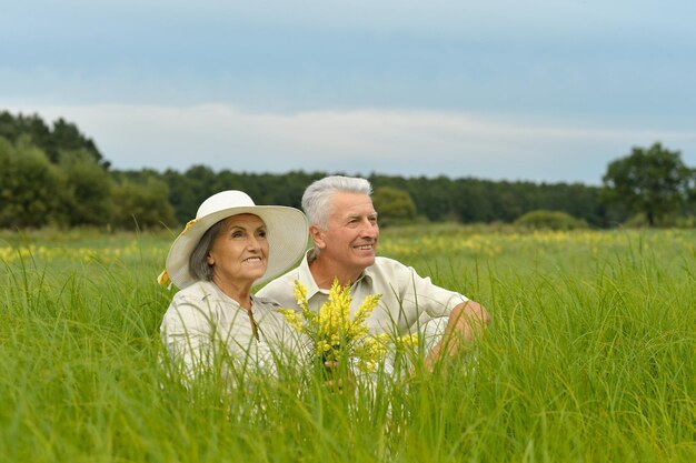 Senior couple resting at park