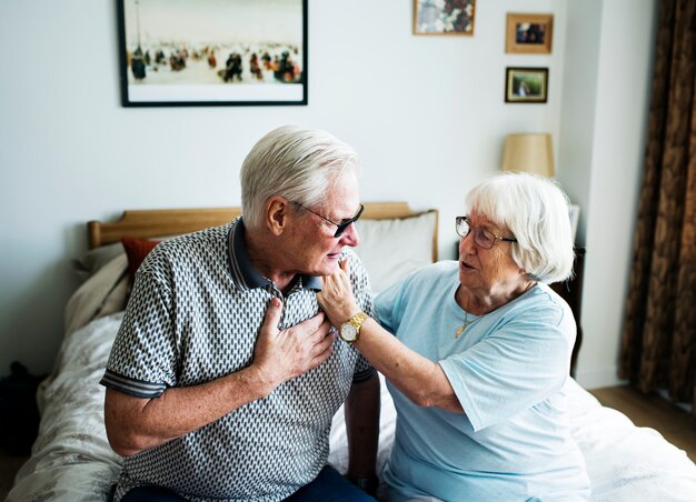 Senior couple taking care of each other