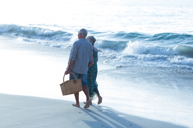 Senior couple with a picnic basket