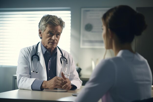 Senior doctor mentoring a medical student during Generative ai