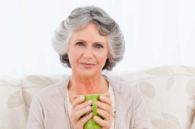 Senior drinking a cup of tea