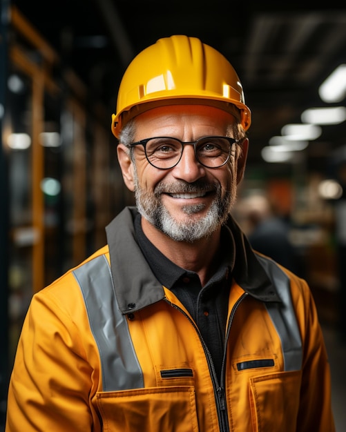 Senior engineer looking at camera with smiling