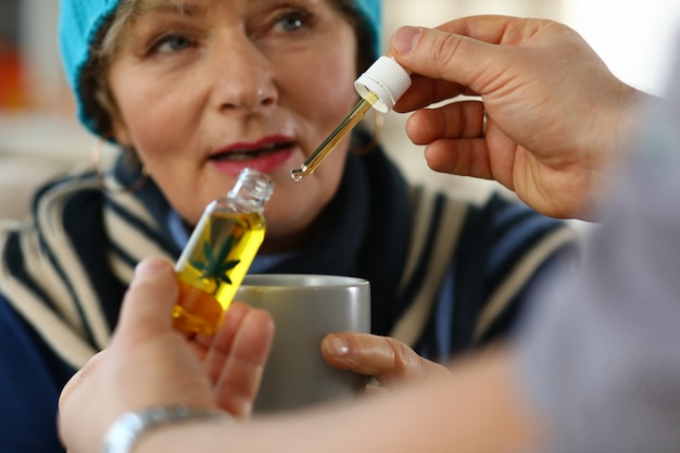 Senior female at appointment herbal medicine