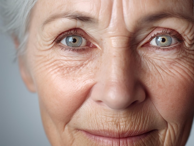 Senior healthy old woman's face portrait