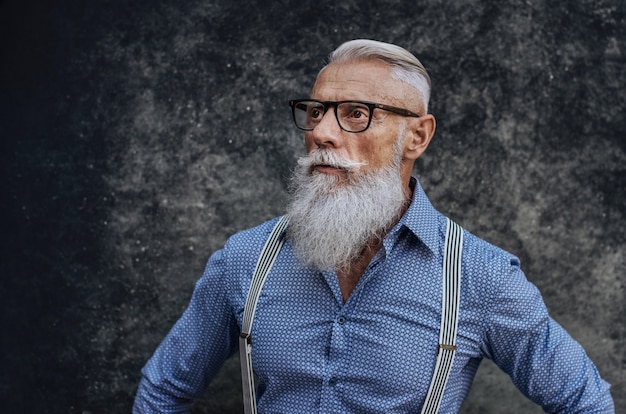 Senior hipster man portrait