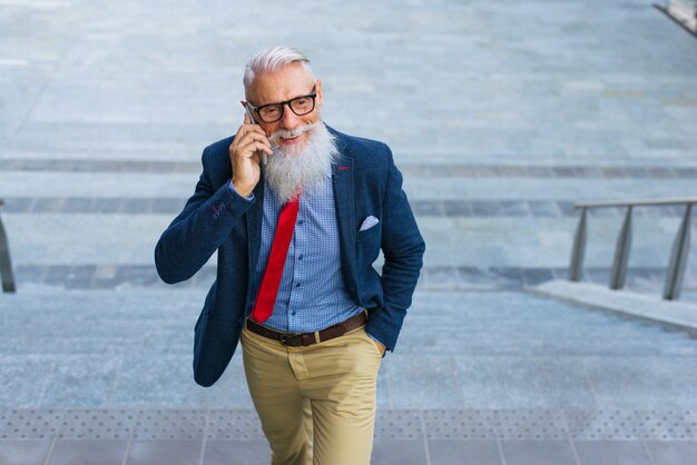 Senior hipster man portrait