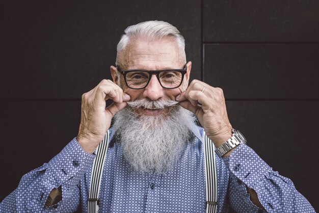 Senior hipster man portrait