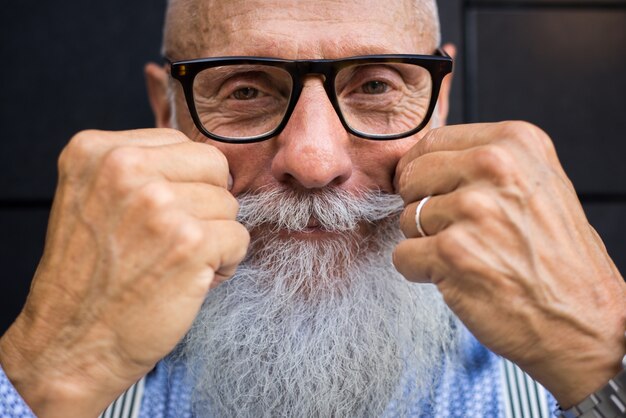 Senior hipster man portrait