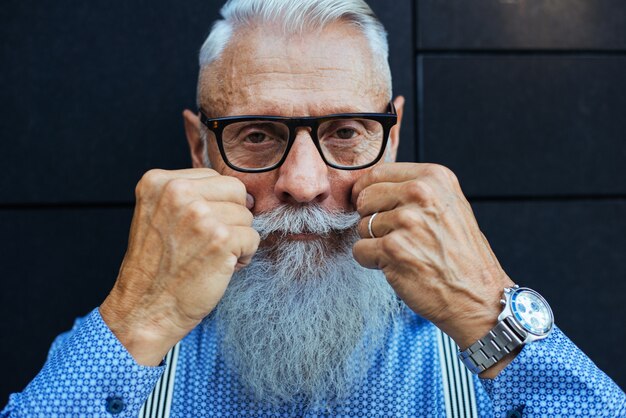 Senior hipster man portrait