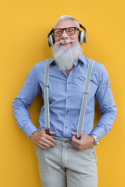 Senior hipster man portrait