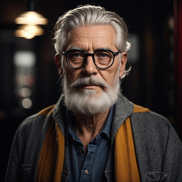 Senior hipster man portrait