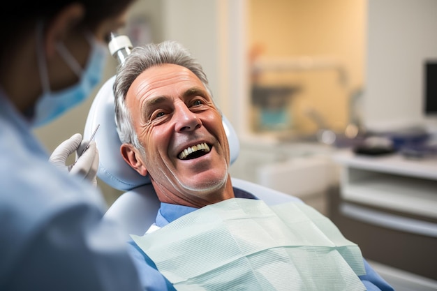 A senior male patient receives personalized care at the dentist's practice