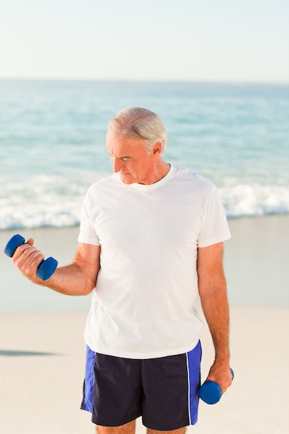 Senior man doing his exercises