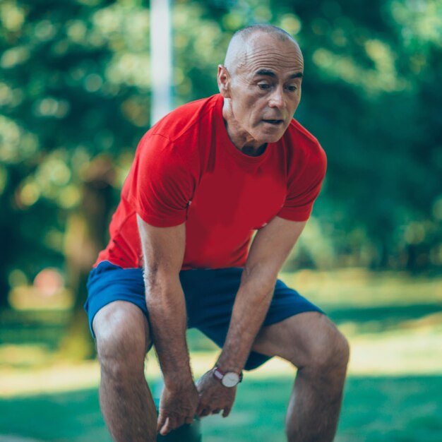 Senior man exercising outdoors