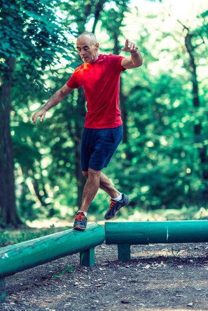 Senior man exercising outdoors