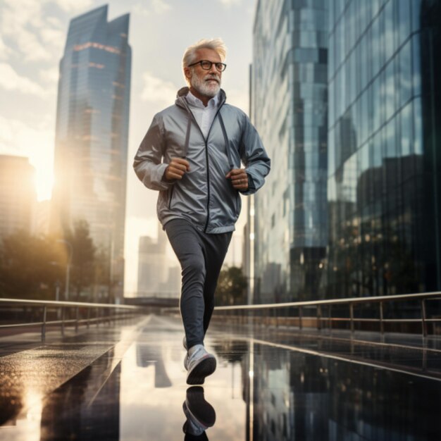 高齢の男性が走り回り健康なライフスタイルをとり長寿を目指し街の道を歩いています - ガジェット通信 GetNews