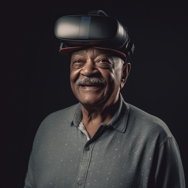 Senior man met VR-headset