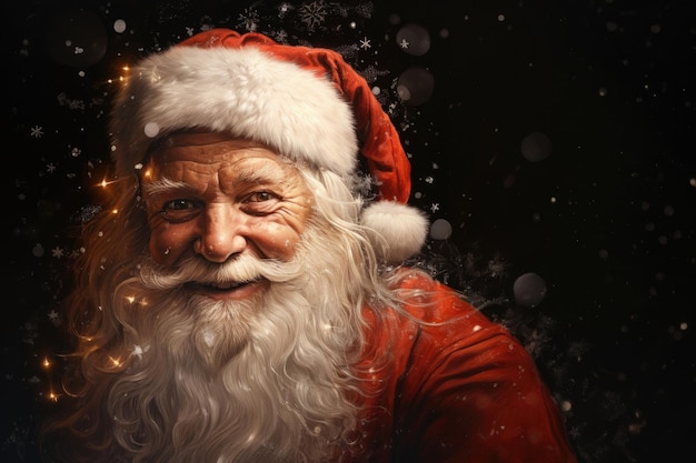 Senior man in santa claus costume at studio shot Merry Christmas Smile Santa Claus