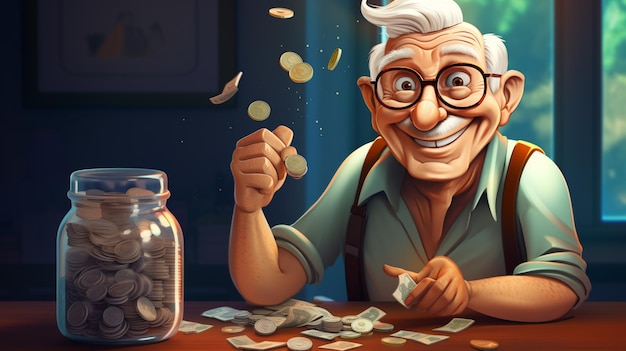 senior man with coins