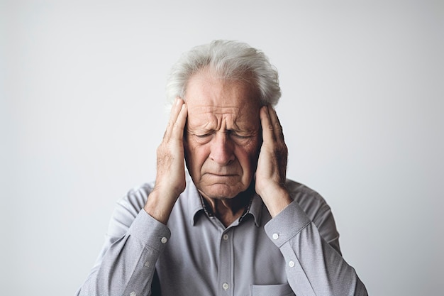 頭痛を持つ年配の男性