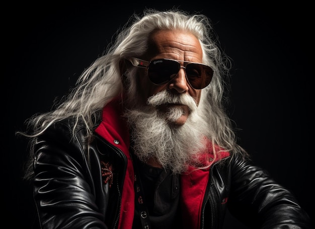 Foto uomo anziano con barba e capelli lunghi