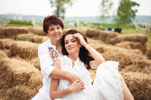 Senior mother with daughter outdoor