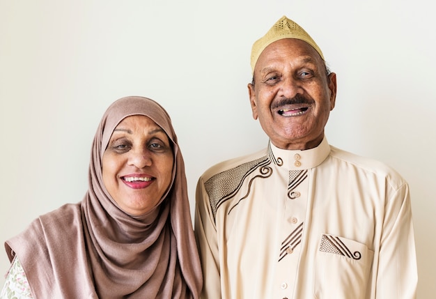 Senior muslim couple at home