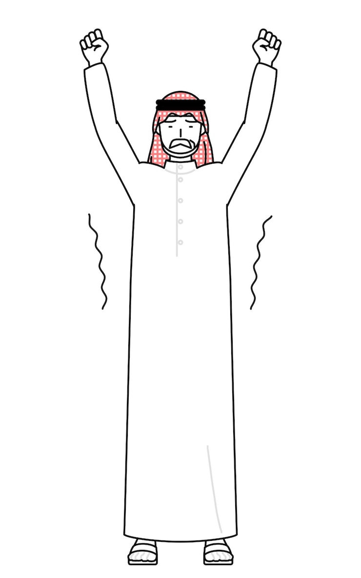 Photo ストレッチをして背を高くして立っている上級イスラム教徒の男性