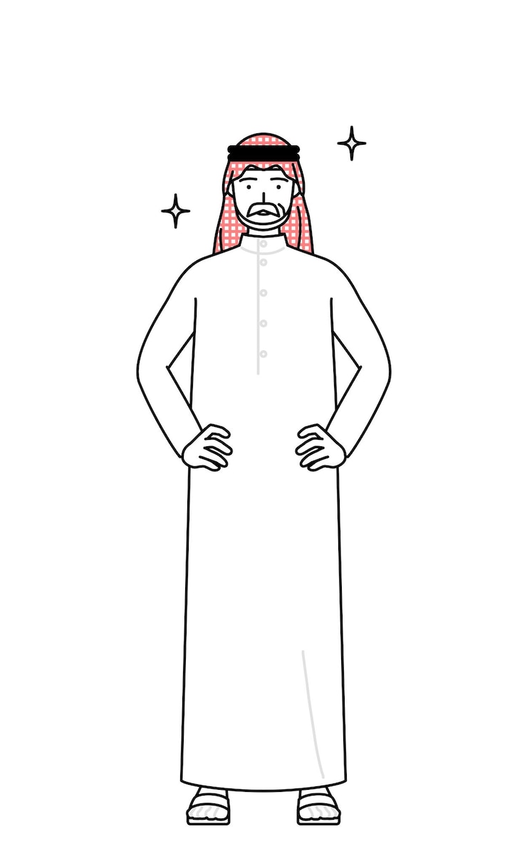 Photo 腰に手を当てた年配のイスラム教徒の男性