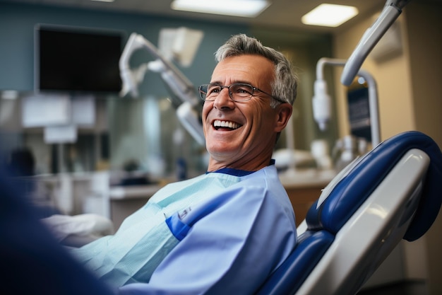 성공적인 치과 검진 후 자신의 치아 건강에 대해 자신감을 느끼는 노인 환자