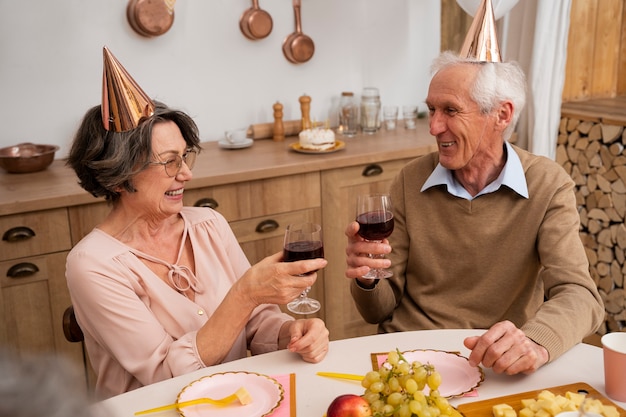 Senior people having fun at party