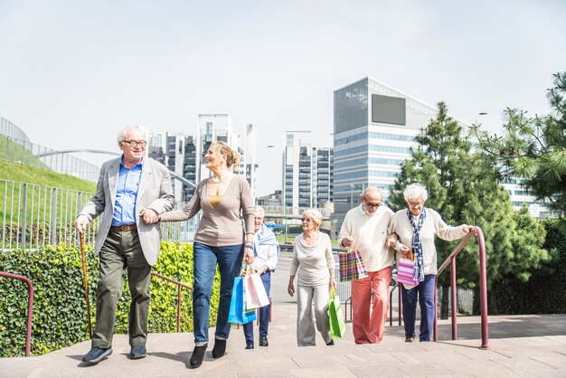 Senior people shopping