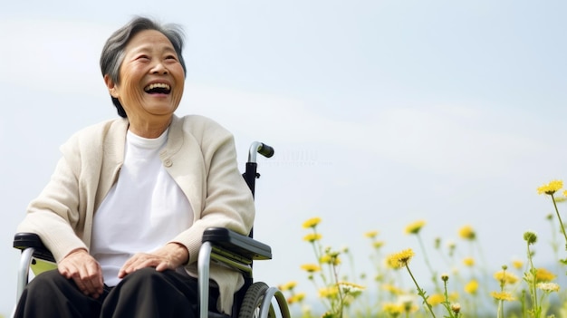 Photo senior person in wheelchair on the street