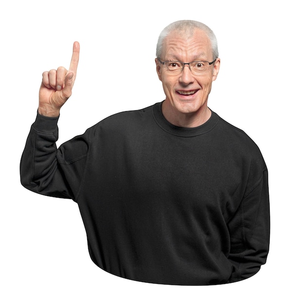 Senior presentator png sticker doorzichtige achtergrond