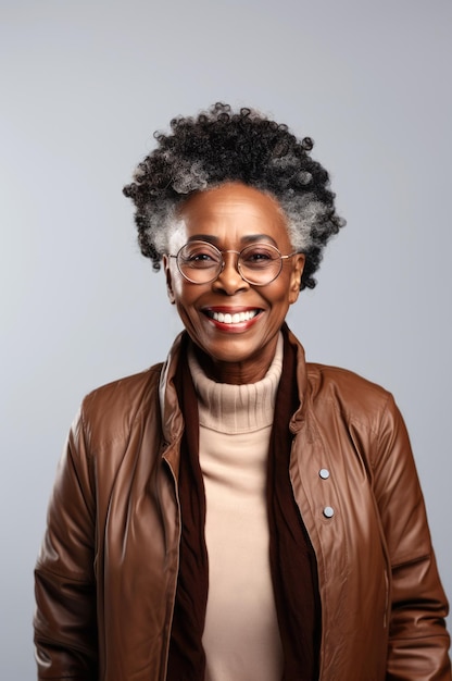 Портрет старшей улыбающейся афроамериканки