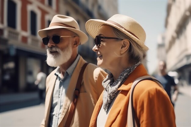 Senior tourist couple on a sunny day