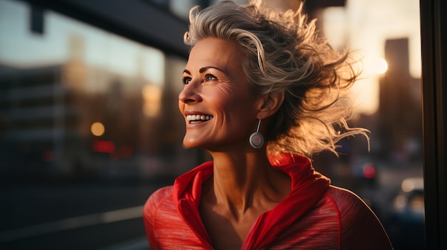 Senior vrouw gaat hardlopen, oude man leeft een gezonde levensstijl voor een lang leven op de weg in de stad