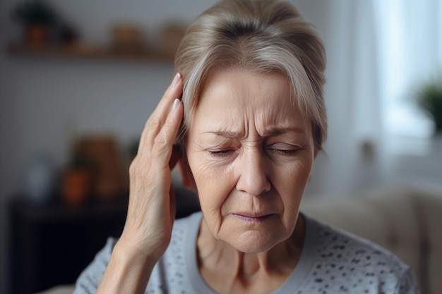 Senior vrouw hoofdpijn pijn Genereer Ai