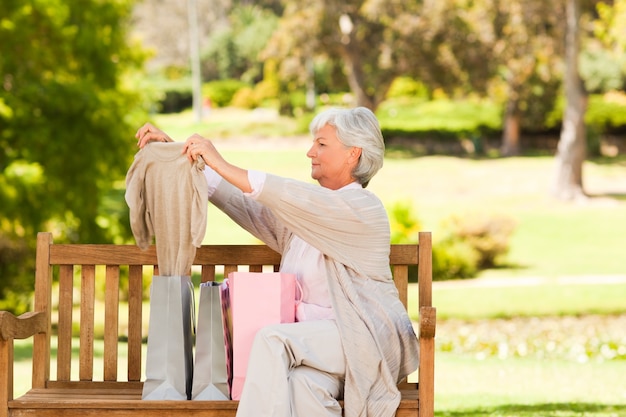 Senior woman after shopping